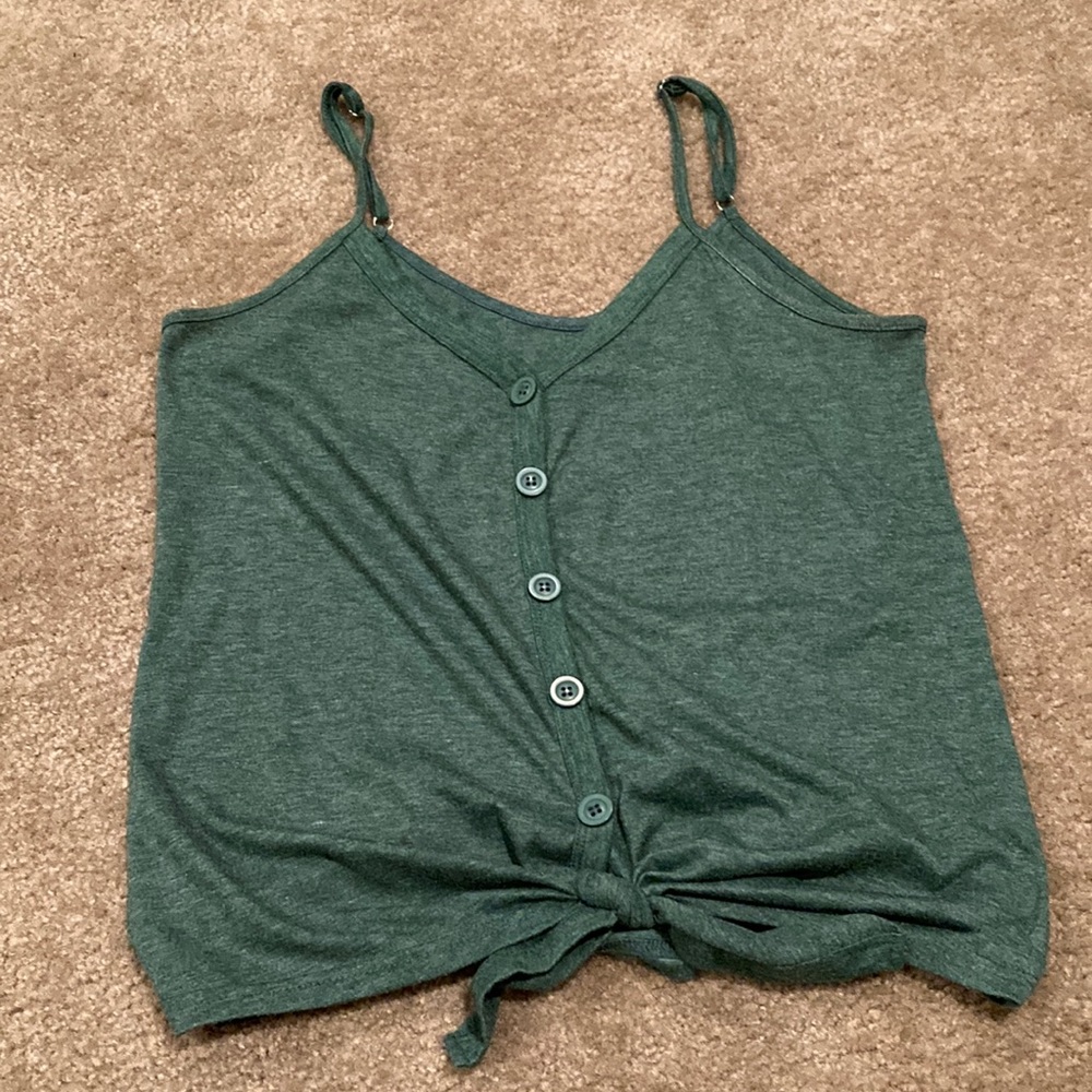 Tie-Front Button-Down Tank Top